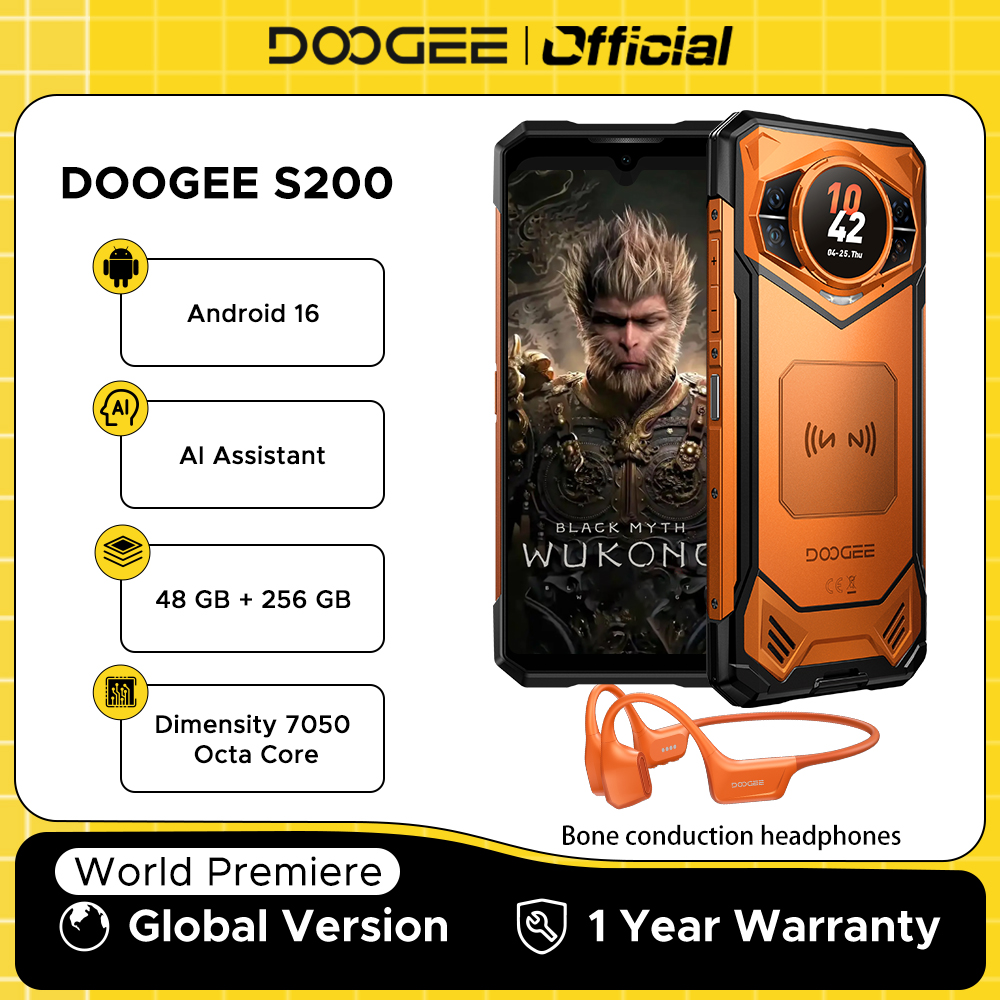 DOOGEE S200 Pantalla de 6,72", 12 GB de RAM y 256 GB ROM, cámara de 100MP y baterría de 10100 mAh