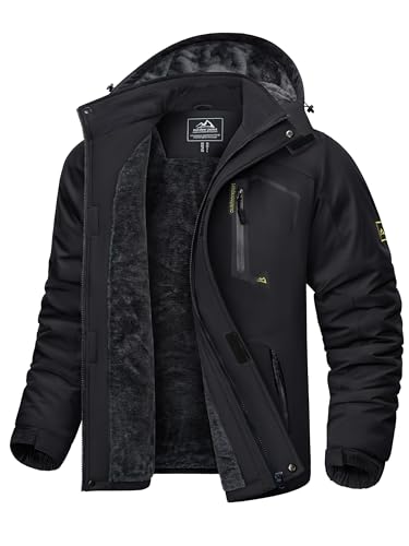 Chaqueta Impermeable KEFITEVD Cálida para Hombres con Abrigo térmico y Capucha