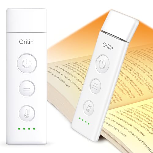 Luz de Lectura Gritin, Recargable con Pinzas, 3 Colores de Protección Ocular y 5 Brillos Ajustables