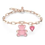 Swarovski Pulsera Teddy, Oso, Rosa, Baño tono oro rosa