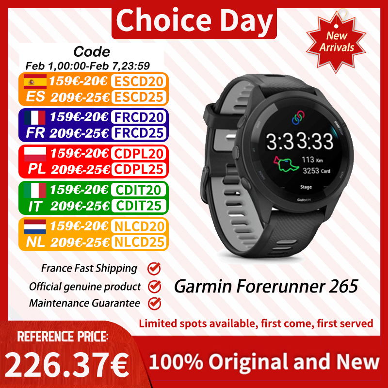 Reloj Garmin Forerunner 265 con GPS para exteriores con ritmo cardíaco y oxígeno en sangre