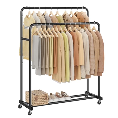 SONGMICS Perchero para Ropa con Ruedas, Burro Ropa Móvil, 2 Ruedas con Freno