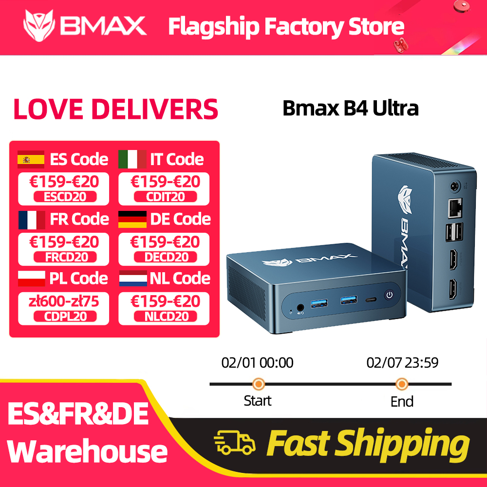 Mini PC BMAX B4 Ultra con Windows 11, Intel N150, 12GB de RAM y 512GB SSD