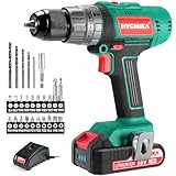 HYCHIKA Taladro Percutor Atornillador 18V 45Nm, Taladro Percutor con 2.0 Ah Batería, 27 Accesorios