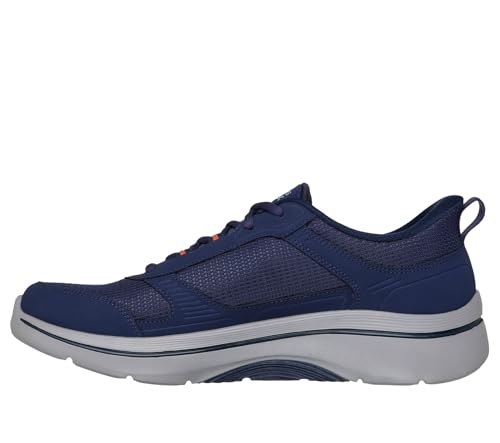 Skechers Go Walk Arch Fit 2.0 Seared, Zapatillas Hombre, Navy and Orange Leather/Textile