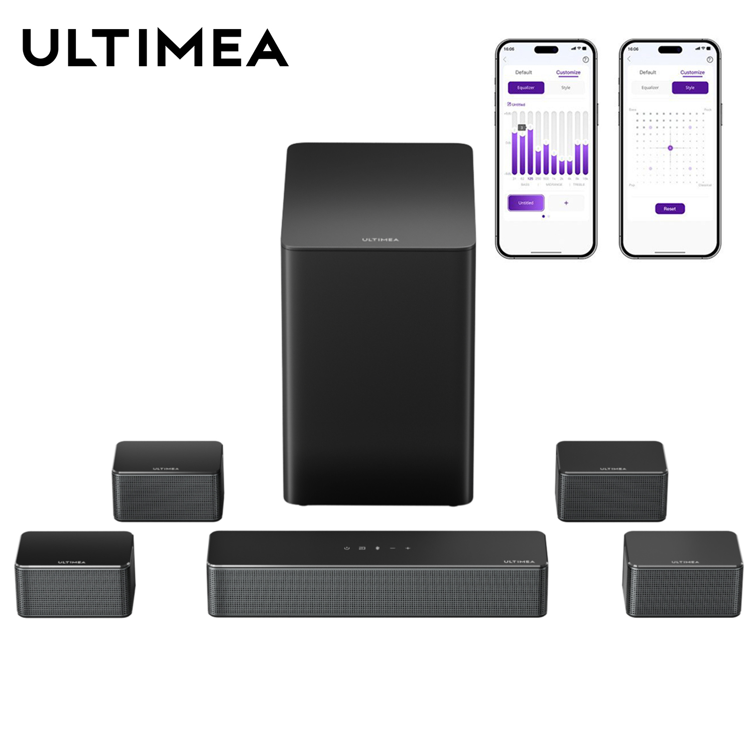 Sistema de barra de sonido envolvente ULTIMEA 7.1 3D con subwoofer inalámbrico y altavoces traseros