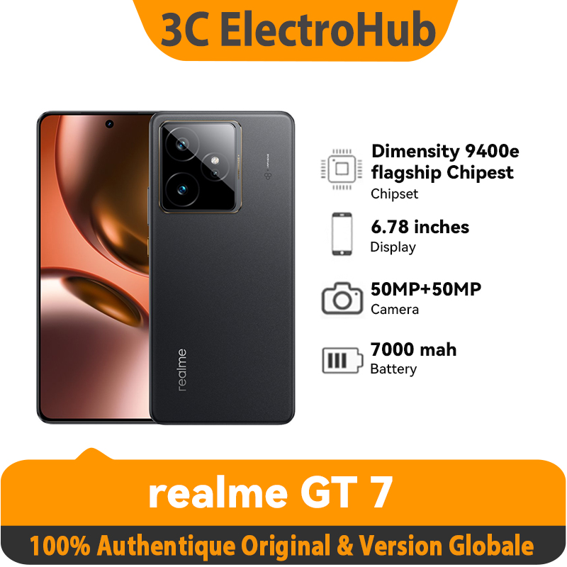 Realme GT 7, Chipset Dimensity 9400e, 6,78 pulgadas, enfriador Hz, carga rápida 120W, mAh, 50MP 2X
