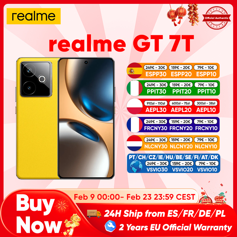 realme GT 7T Batería titan de 7000mAh, Carga Ultra 120W, Pantalla de 6.8'' y 120Hz
