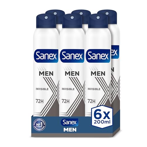 Sanex Men Invisible Antitranspirante Desodorante  Pack 6, 72 horas protección