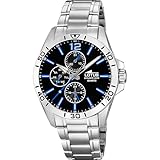 LOTUS Reloj Hombre Analógico de Acero Inoxidable 316l Plateado Cristal Mineral de Alta Resistencia