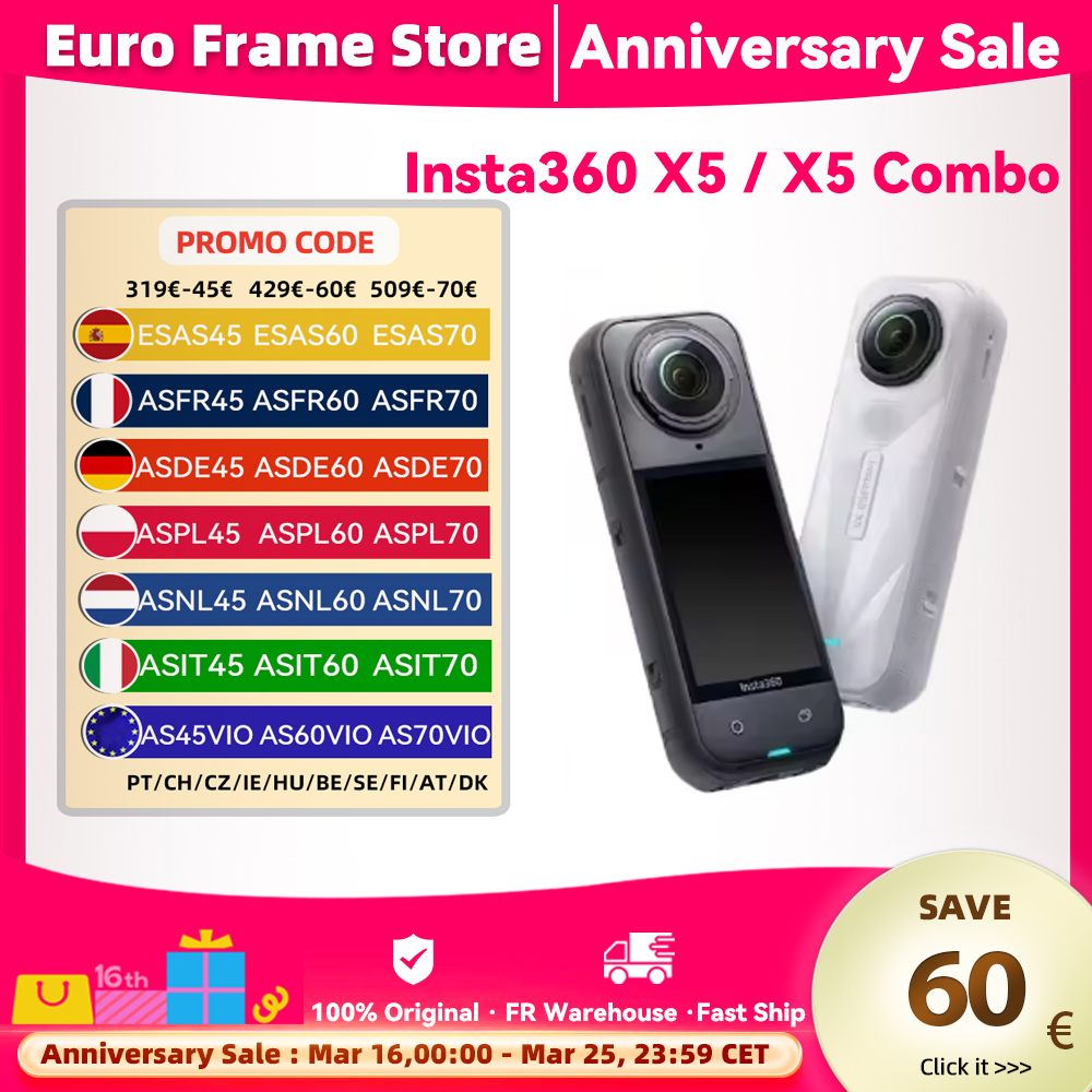 Cámara de acción Insta360 X5 2025, nuevas lentes reemplazables 8K 30fps, Chip AI