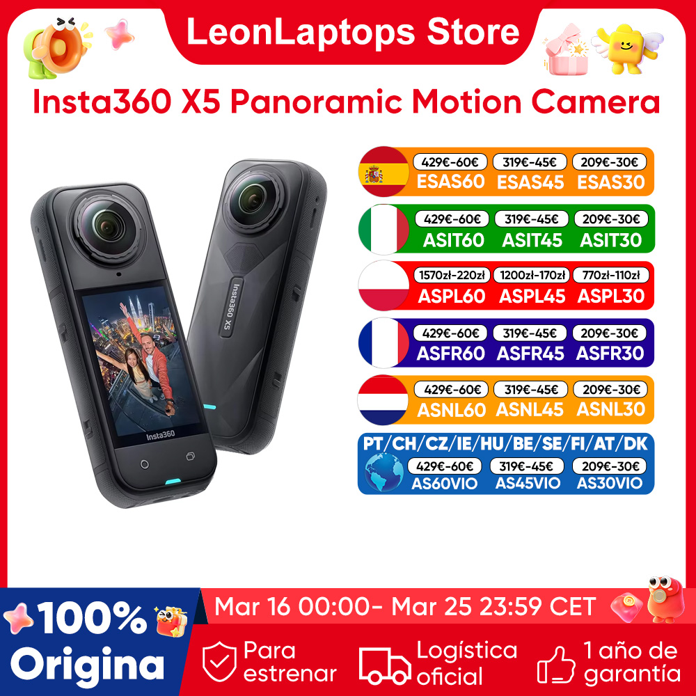 Cámara de acción insta360 X5 8K resistente al agua 49 pies 360 con sensores de 1/1,28 "48MP 8K