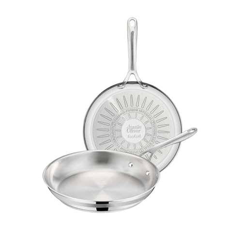 Tefal Jamie Oliver - Set de 2 Sartenes 24/28 cm, Apto inducción, sin revestimiento antiadherente