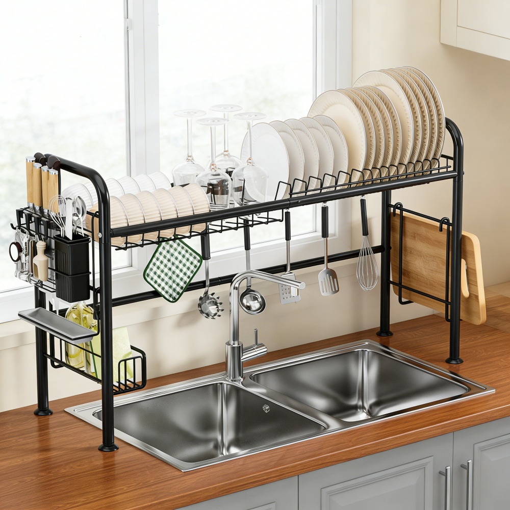 Estante de almacenamiento multifuncional para fregadero de cocina, estante de drenaje