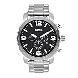 Fossil Cinturones de piel con hebilla marrón para hombre, Tono plateado, 50 mm