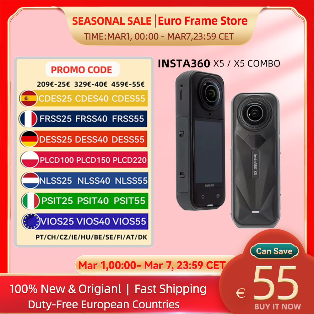 Cámara de acción Insta360 X5, nuevas lentes reemplazables 8K 30fps, Chip AI, minutos de luz Superior