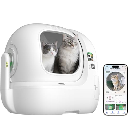 PETKIT PUROBOT MAX Pro 2 Arenero Gatos Autolimpiable, Entrada Mayor, Cámara AI