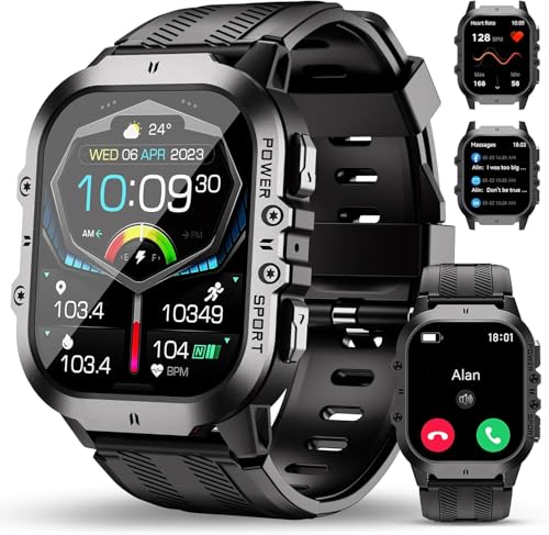 OUKITEL Smartwatch Hombre Militar con Llamadas Bluetooth, GPS Reloj Inteligente Hombre