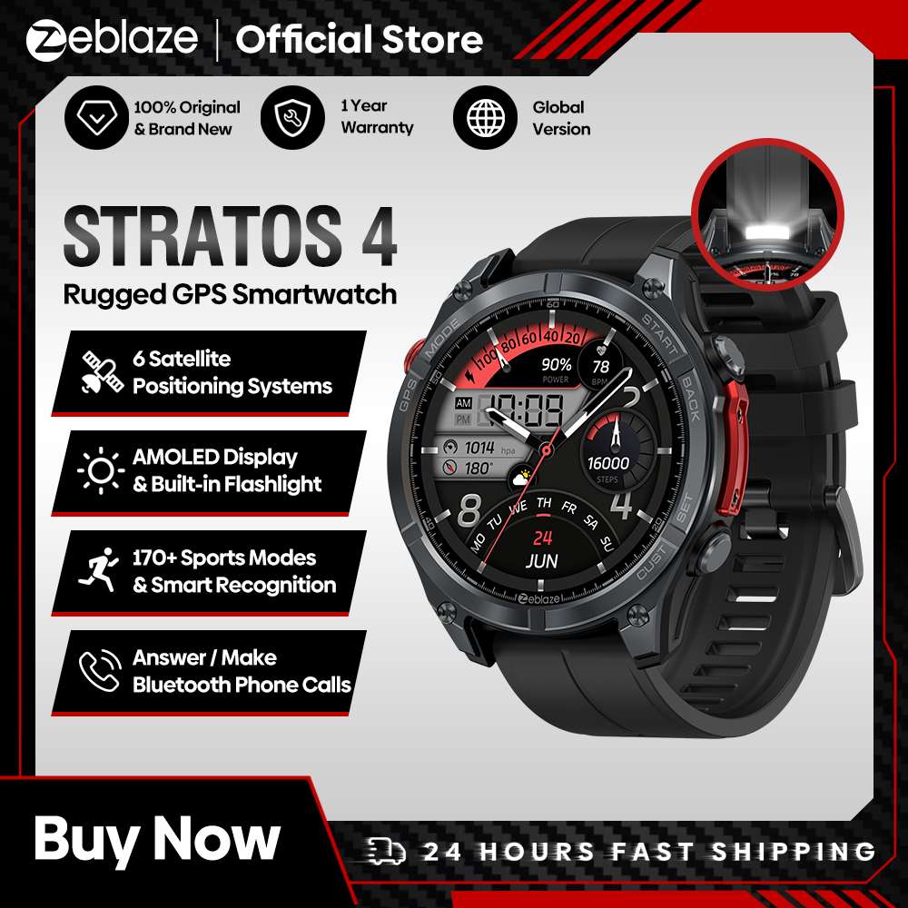 Zeblaze Stratos 4 con GPS, pantalla AMOLED 1,43", brújula, altímetro, barométrico, linterna, llamada