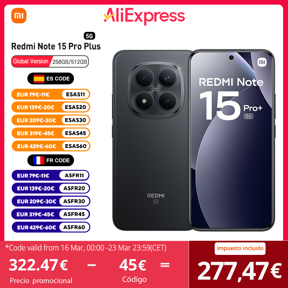 Xiaomi Redmi Note 15 Pro Plus 5G 256GB/512GB Snapdragon 7s Gen 4 Pantalla AMOLED 6,83"