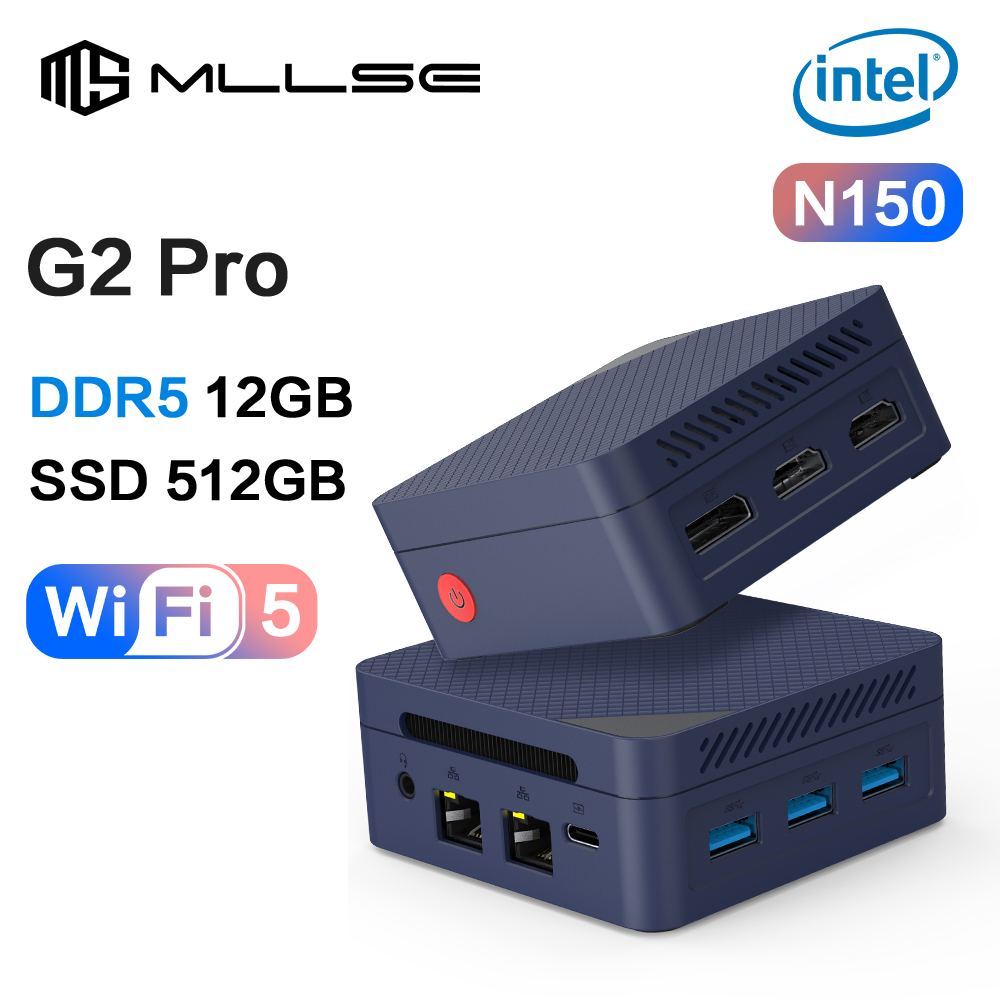 MLLSE G2 Pro Mini PC Intel Twin Lake N150 LPDDR5 12GB RAM 512GB ROM Windows 11 Pro WiFi 5 BT5.2