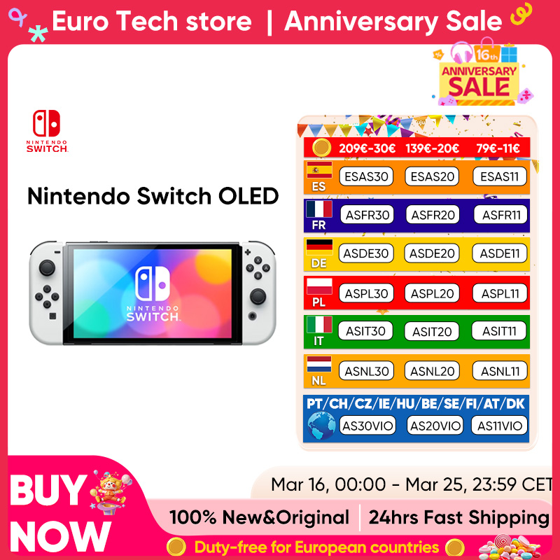 Nintendo Switch Modelo OLED Pantalla de 7 pulgadas Joy‐Con Mango Audio mejorado