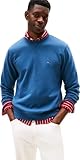 Tommy Hilfiger Sudadera Hombre Seasonal Fleece con Cuello Redondo, Azul