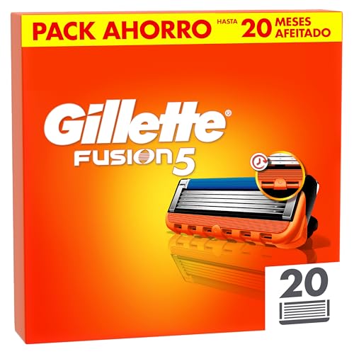 Gillette Fusion5 Pack de 20 Recambios Para Maquinillas De Afeitar, Cuchillas De Afeitar Con 5 Hojas