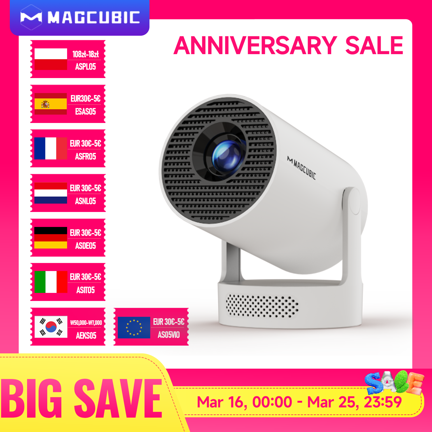 Proyector Portátil Magcubic HY300 Pro+ 8K Android 14, 8000 Lúmenes, WiFi 6, BT5.4