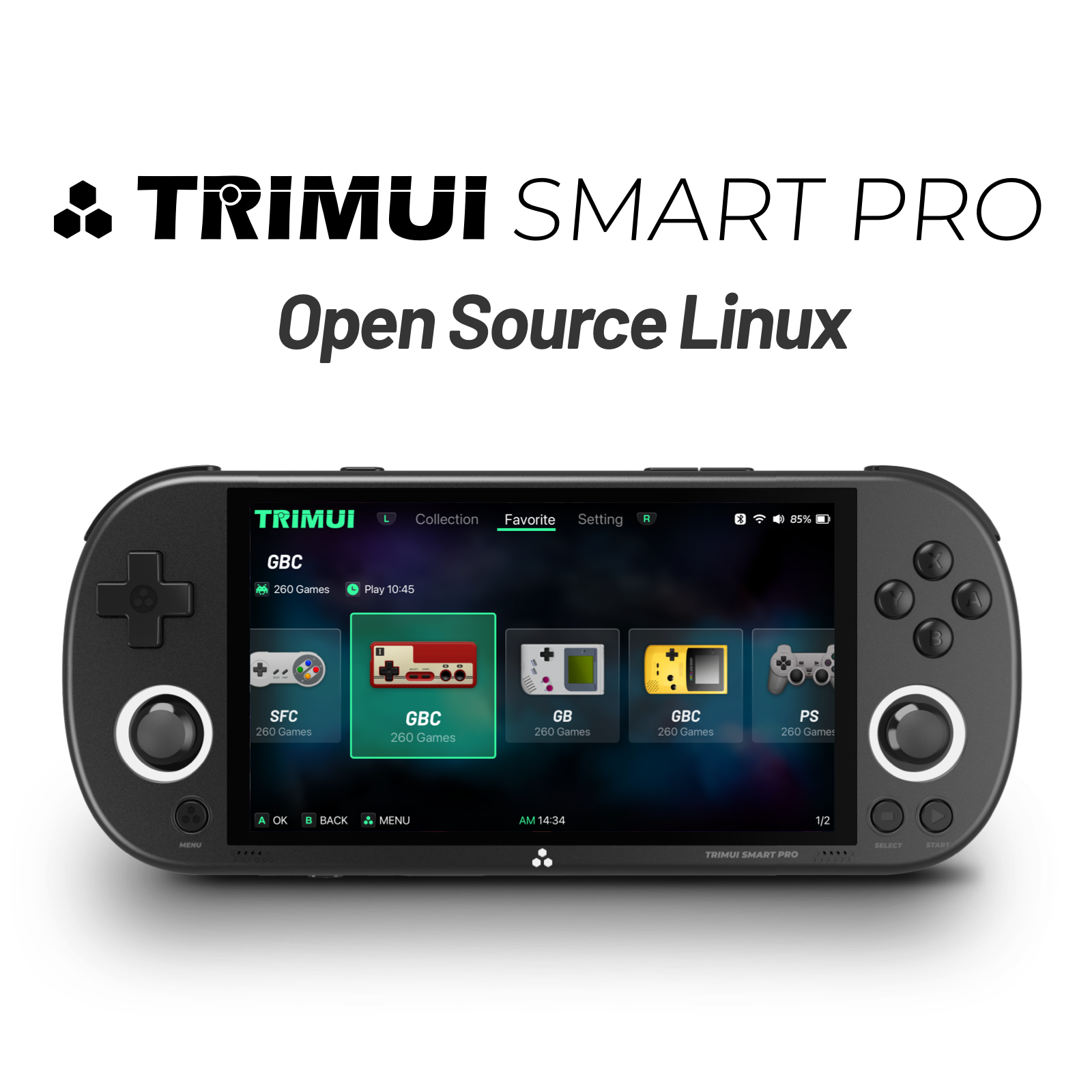 Trimui Smart Pro consola de juegos portátil pantalla IPS de 4,96 pulgadas sistema Linux Joystick