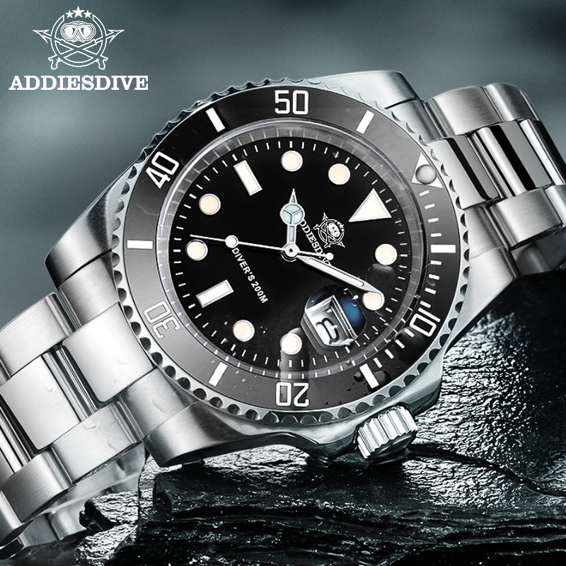 Reloj clásico ADDIESDIVE para hombre con bisel de cerámica 200 m resistente al agua y cuarzo