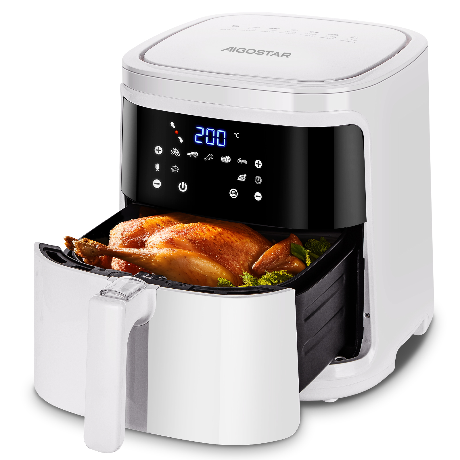 AIGOSTAR Freidora de Aire sin Aceite 7L,1900W. Pantalla LED táctil, 7 Funciones Preestablecidas