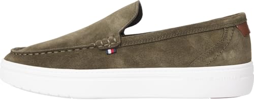 Tommy Hilfiger Mocasines Hombre Modern Light Hybrid de Ante, Verde (Army Green)