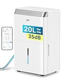 DREO Deshumidificador Inteligente 20 L/24 h, para estancias de hasta 37 m² – eficiente y silencioso