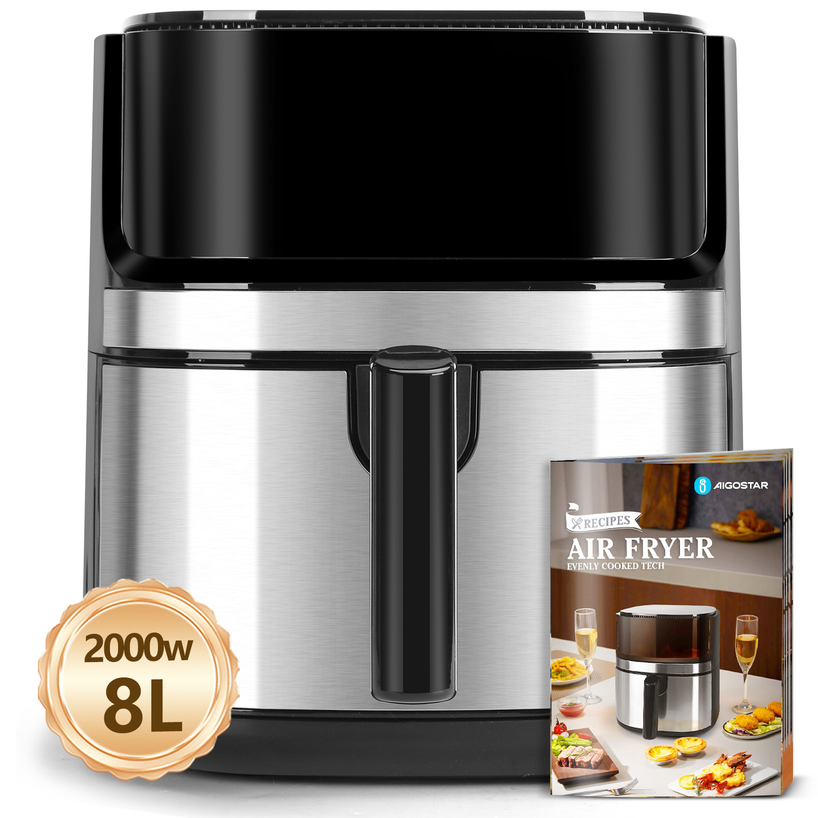 AIGOSTAR Freidora de Aire Electrónica - 8 L con Ventana de Visualización