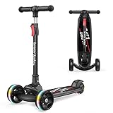 besrey Patinete para niños – Big Wheels Plegable con Luces LED Intermitentes. Niños de 3 a 10 años