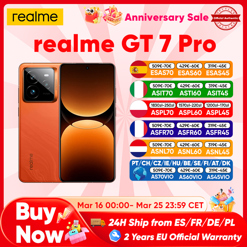 Realme GT 7 Pro Snapdragon 8 Elite 6,78 ''120Hz pantalla OLED 120W SUPERVOOC 50MP cámara NFC GPS