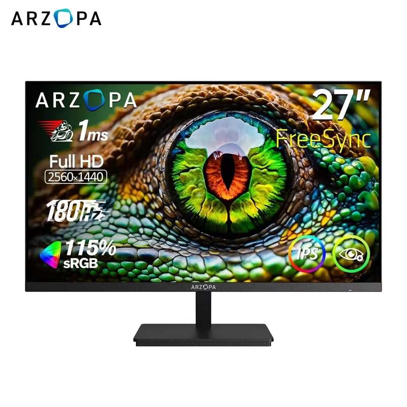 Nuevo ARZOPA 27 pulgadas 180Hz 2K FastIPS QHD Monitor de PC 1ms Monitor de juego FreeSync