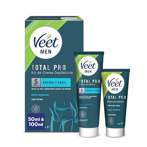 Veet Men Kit de Depilación para Zonas Íntimas del Cuerpo, Crema Depilatoria Hombre