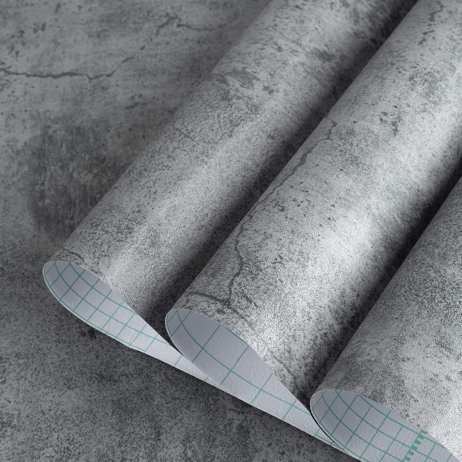 Papel Adhesivo para Encimeras Gris Concreto, Papel Tapiz Industrial con Textura de Cemento