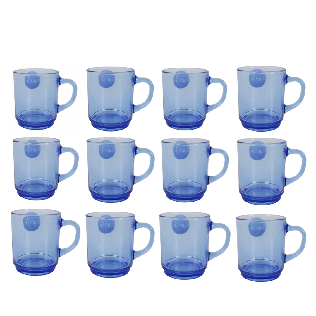 Duralex - Taza mug Versallles 260 ml,Juego de 12 Tazas con Asa de Vidrio