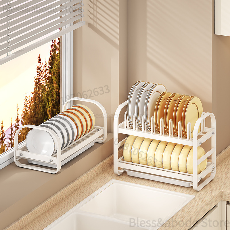 Estante para secar platos, accesorios de cocina, escurridor con escurridor, escurridor, encimera