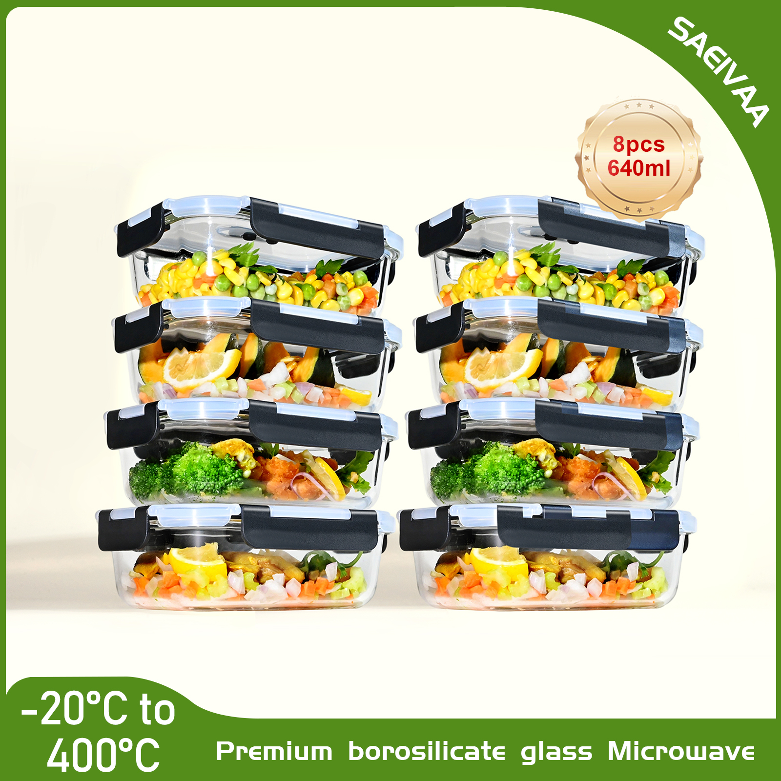 Pack de 8 tuppers de cristal SAEIV