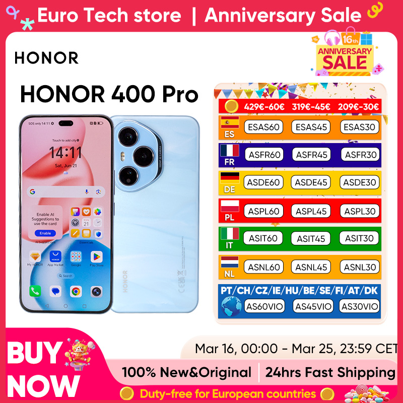 HONOR 400 Pro, Pantalla de 6.7″, Lente Ultra HD con IA de 200MP, 5300mAh, SuperCharge de 100W