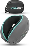 FLOWZOOM Dream Almohada de Viaje Viscoelástica – Cojín de Cuello Ajustable con Soporte 360°
