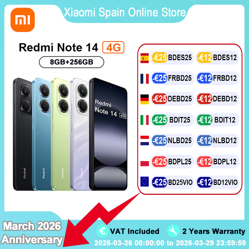 Redmi Note 14 con cámara de 108MP pantalla AMOLED de 6,67 pulgadas batería de 5500mAh