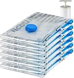 Amazon Basics Paquete de 6 bolsas de vacío almacenamiento de ropa incluyen bomba manual de vacío