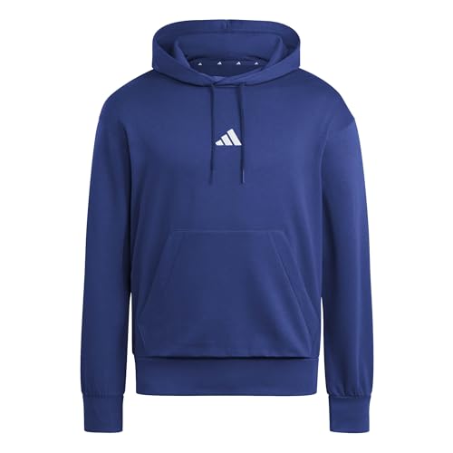 Adidas Hombre Essentials FEELCOZY Fleece Hoodie, Dark Blue/White
