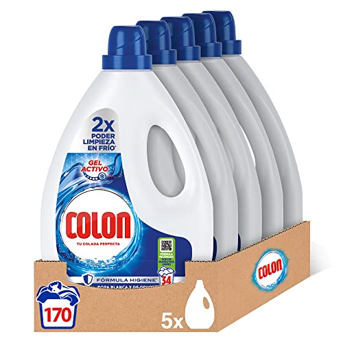 Colon Gel Activo - Detergente para lavadora, fórmula higiene, adecuado para ropa blanca y de color
