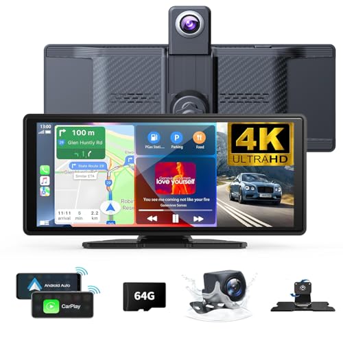 10.26" Wireless Carplay Screen 360 Rotation 4K Dash Cam with Auto Stereo Audio Receptor